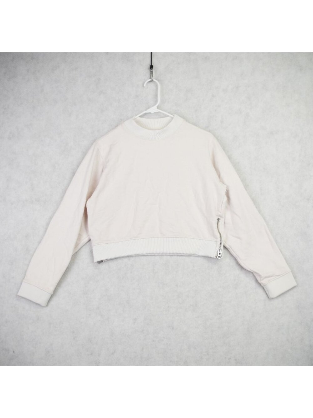 Acne Studios Womens Cropped Side-Zip Bird Sweatshirt Size XS  Off White Crewneck